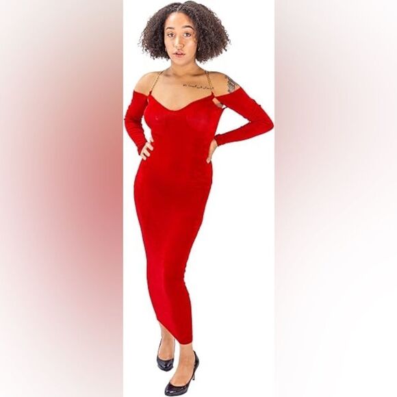 NWT JLUXLABEL Elegant Red Evening Dress Sz S - Picture 1 of 7